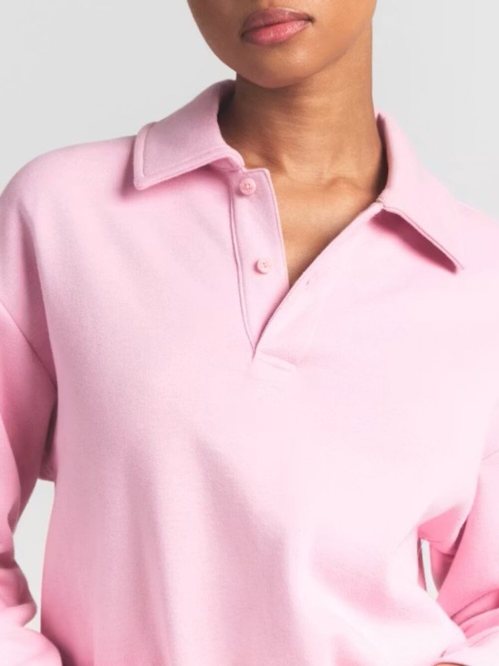 🩰SKIMS Cotton Fleece Polo Sweatshirt | Halite | S | NWT 🏷️